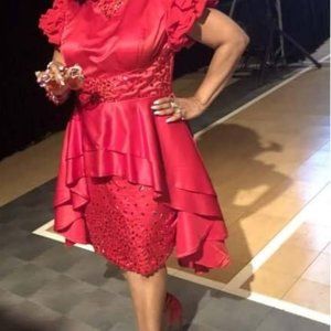 Red Dress Embellished with Jewels: Prom/Wedding/Pagent